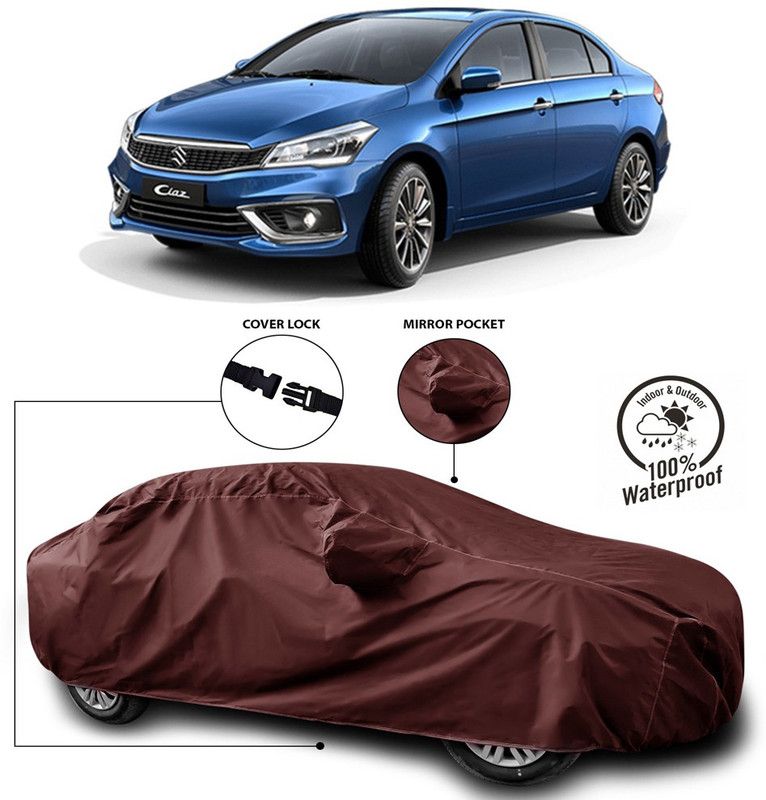 Genipap Car Cover For Maruti Suzuki Ciaz (With Mirror Pockets)  (Maroon)
