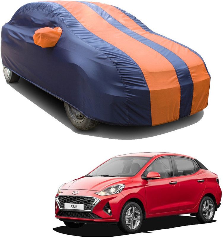 SS FOR YOUR SMART NEEDS Car Cover For Hyundai Aura E Petrol (With Mirror Pockets)  (Orange, Blue, For 2020 Models)