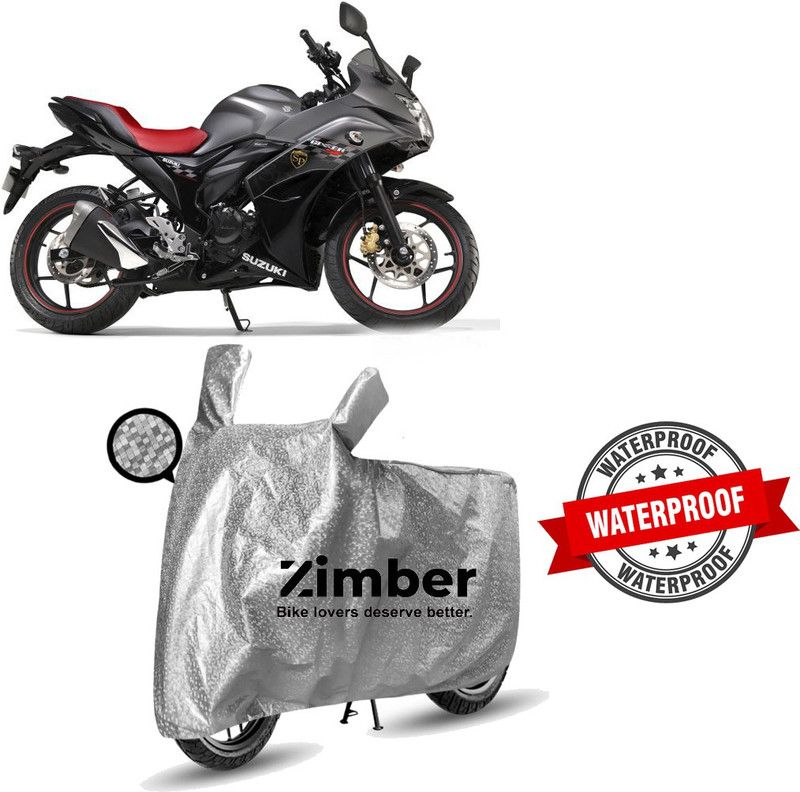 ZIMBER Two Wheeler Cover for Suzuki  (Gixxer SF, Silver)