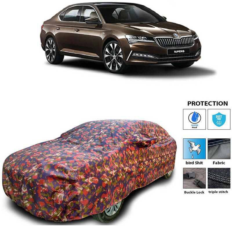 Genipap Car Cover For Skoda Superb Facelift (With Mirror Pockets)  (Multicolor)