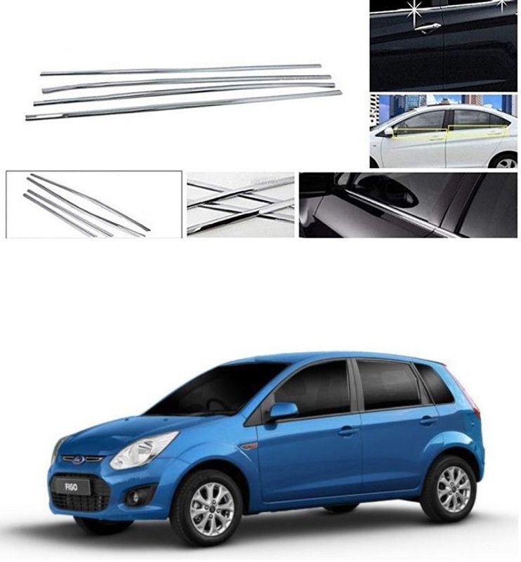 PRTEK Lower Window Garnish (Chrome) Set of 4 Compatible with 080 Chrome Ford Figo Side Garnish