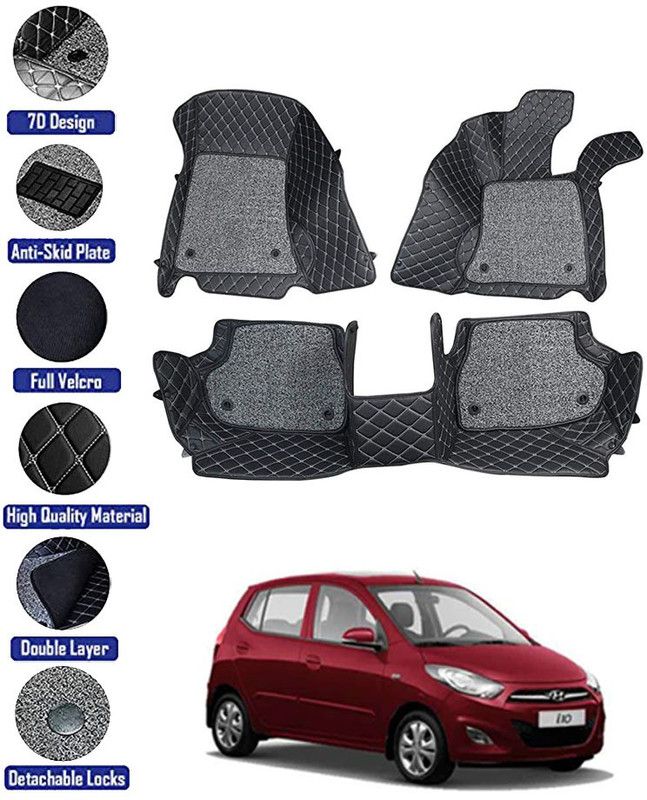 RKPSP Leatherite 7D Mat For Hyundai i10  (Black)