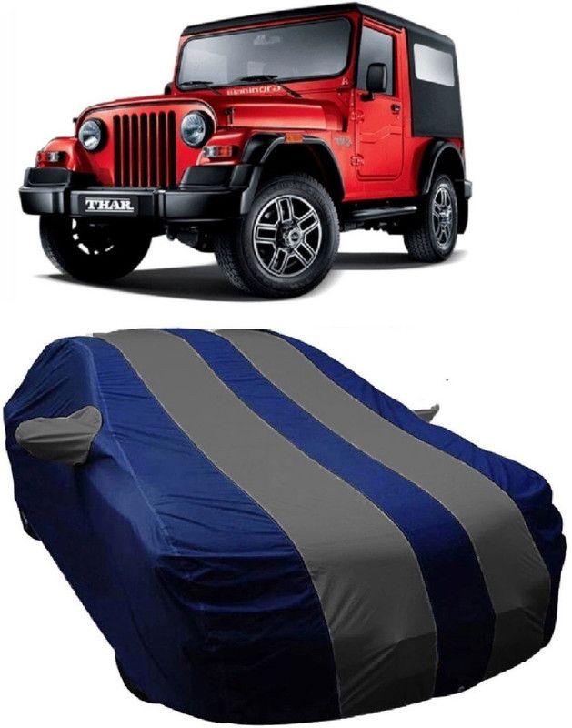 MoTRoX Car Cover For Mahindra Thar (With Mirror Pockets)  (Blue, Grey)
