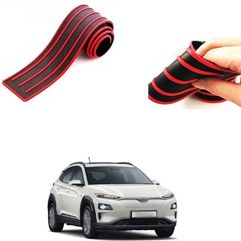 PRTEK Rubber Car Bumper Guard  (Black, Red, Pack of 1, Hyundai, Universal For Car)