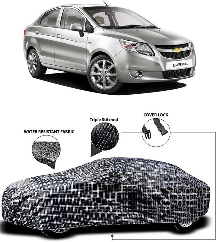 ARN Car Cover For Chevrolet Sail (With Mirror Pockets)  (White, Black)