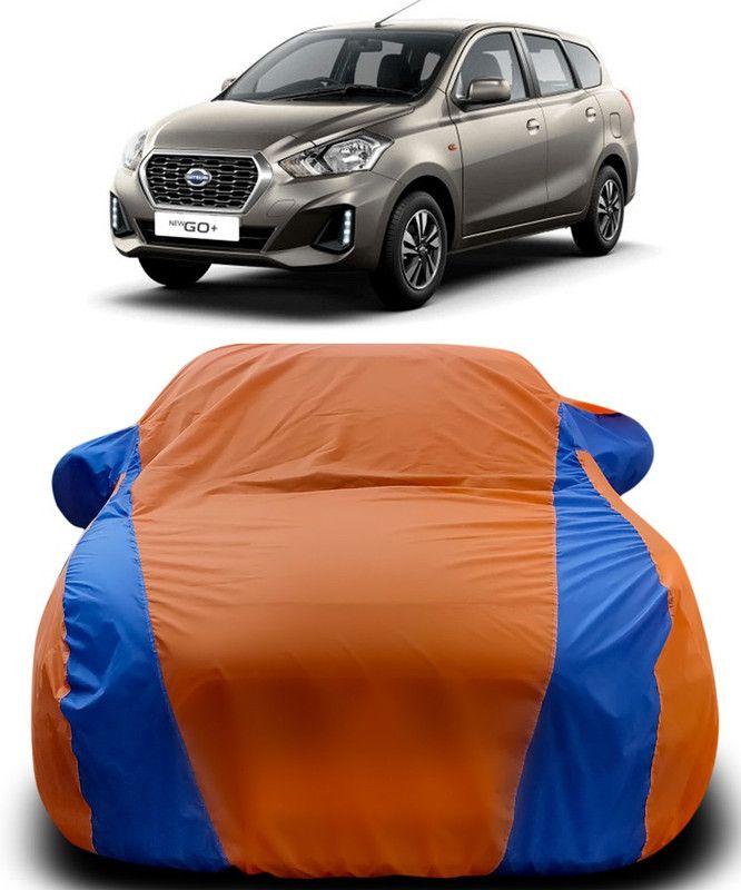Genipap Car Cover For Datsun Go+ (With Mirror Pockets)  (Orange, Blue)