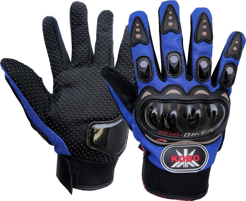 KOBO Pro Biker Motor Cycle / Bike Hand Protector Full Finger (Imported) Driving Gloves  (Blue)