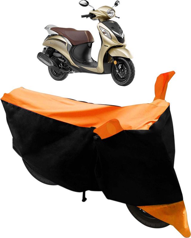 SHOOLIN Two Wheeler Cover for Yamaha  (Fascino, Black, Orange)