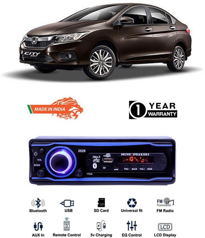 Genipap Blue 2029 USB/AUX/SD/BLUETOOTH/FM/MP3 BOOM MASTER STANDARD- GP153 Car Stereo  (Single Din)