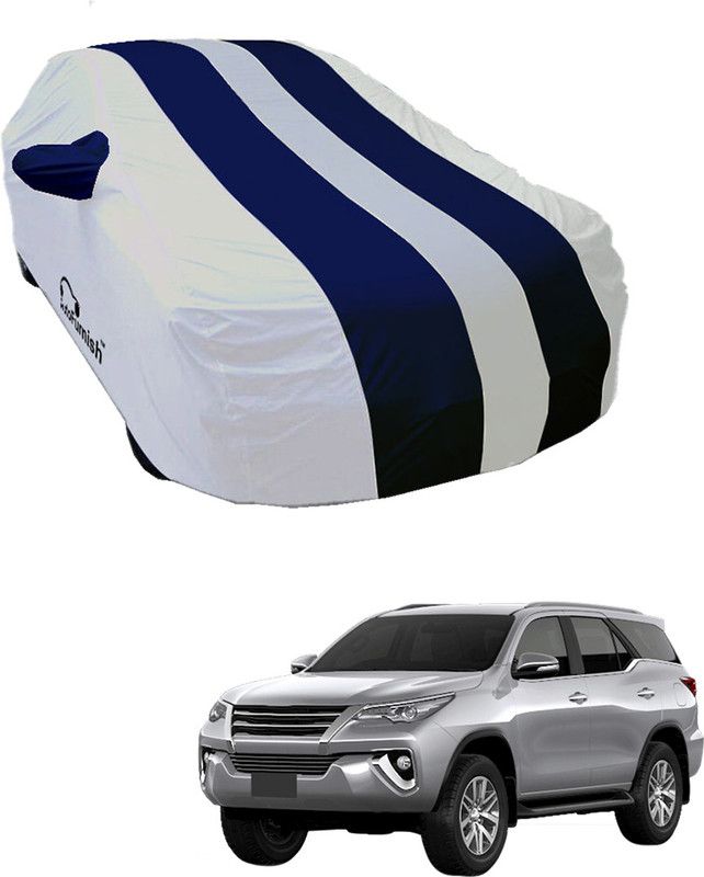 AutoFurnish Car Cover For Toyota Fortuner (With Mirror Pockets)  (White, Blue)