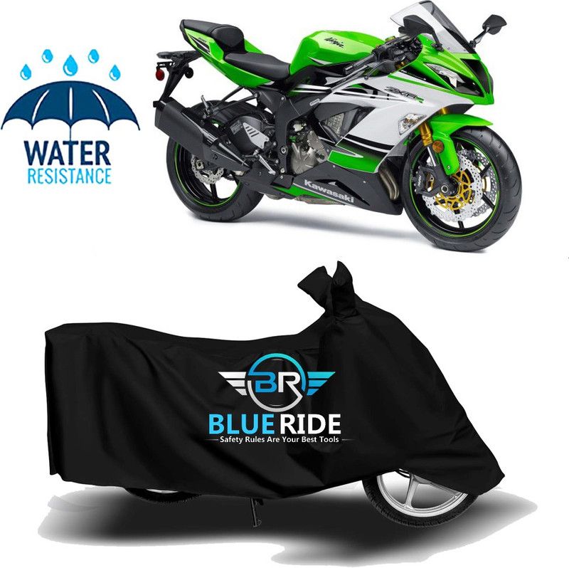 BLUERIDE Two Wheeler Cover for Kawasaki  (Ninja ZX-6R, Black)
