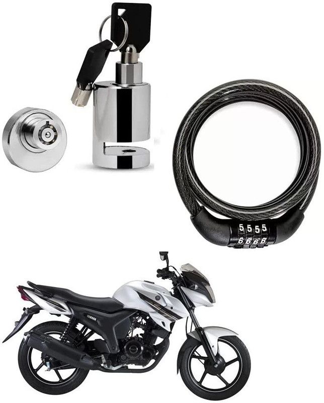 AS TRADERS Heavy Duty Disc Brake Lock with Heavy Number Lock for Yamaha SZ-S Disc Lock, Cable Lock  (Black, Silver)
