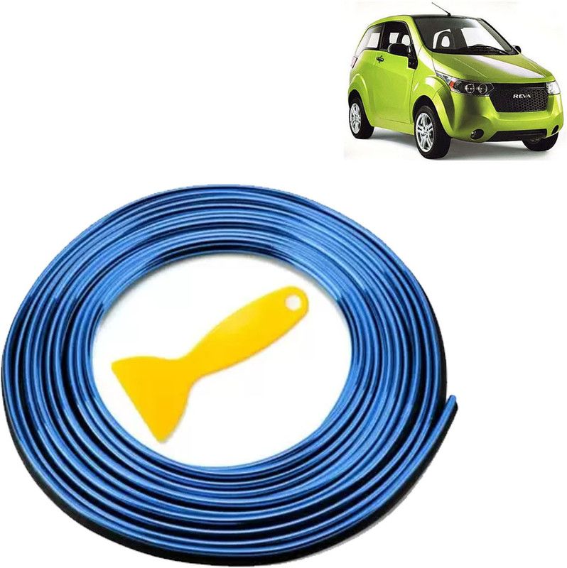 Rhtdm Blue Chrome Interior Decoration Beading, PVC Moulding Trim Strip (5 Meters) For Reva_BB119 Car Beading Roll For Grill and Garnish Cover  (5 m)