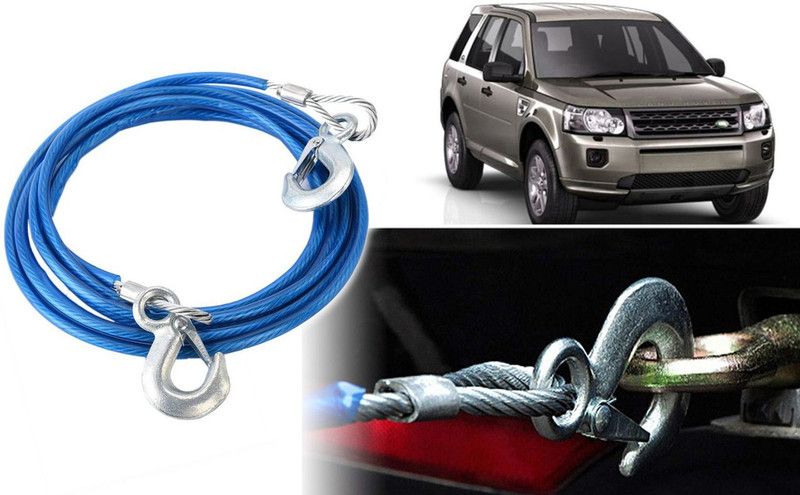 Selifaur DT160 - 12mm Heavy Duty 4Mtr 8000kgs Car Auto Full Steel Towing Tow Cable Rope 4 m Towing Cable  (Steel, Plastic, 8000 kg Pull Capacity)
