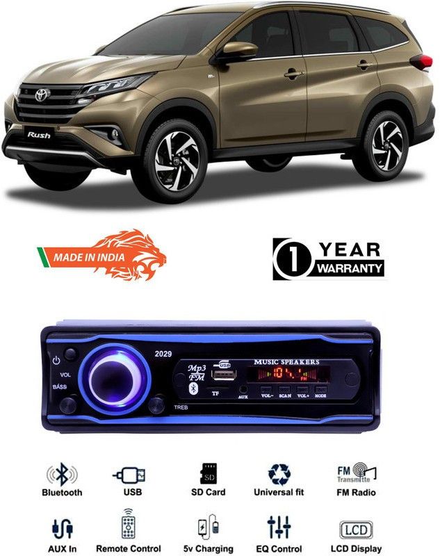 Genipap Blue 2029 USB/AUX/SD/BLUETOOTH/FM/MP3 BOOM MASTER STANDARD- GP595 Car Stereo  (Single Din)