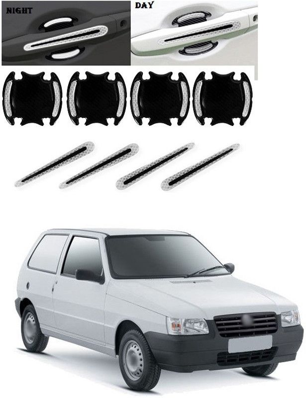 PRTEK Plastic Car Door Guard  (Silver, Black, Pack of 8, Fiat, Uno)