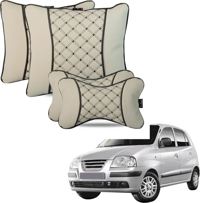 AutoFurnish Beige Leatherite Car Pillow Cushion for Hyundai  (Rectangular, Pack of 4)