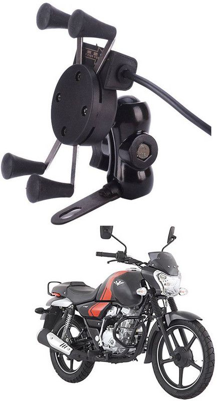 Enfield Works X-Grip Mobile Holder With USB Charger For Bike EW-2455 Bike Mobile Holder  (Black)