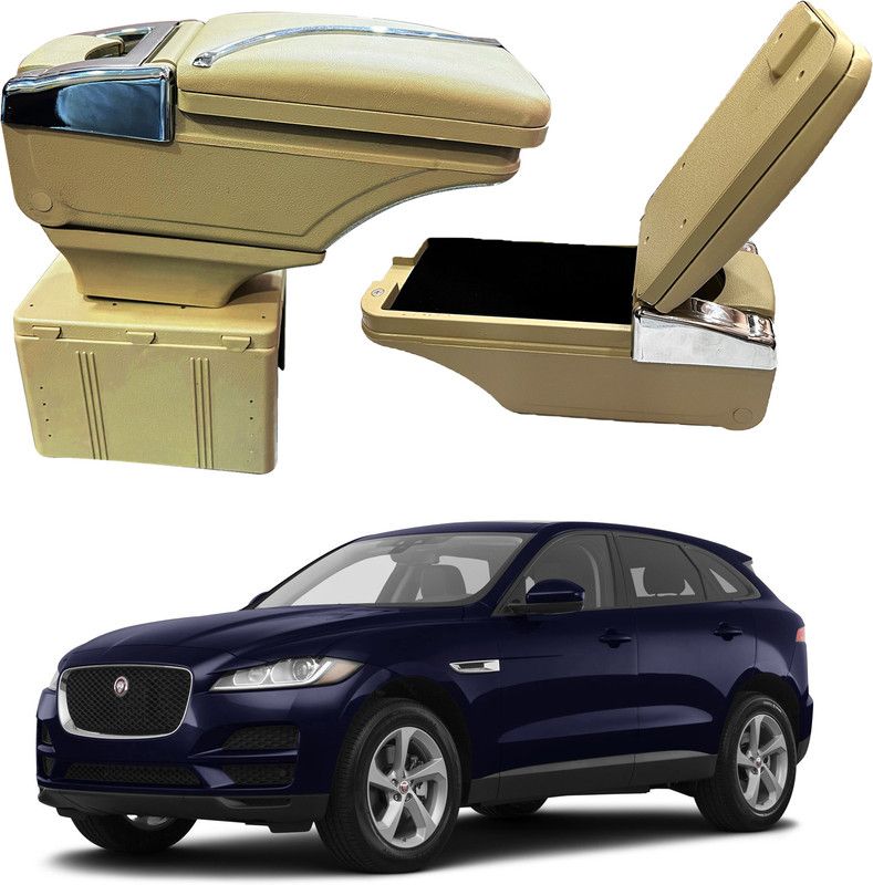 Oshotto PU Leather AR-02 Car Armrest Console Box For F Pace Beige Car Armrest  (Jaguar, Universal For Car)