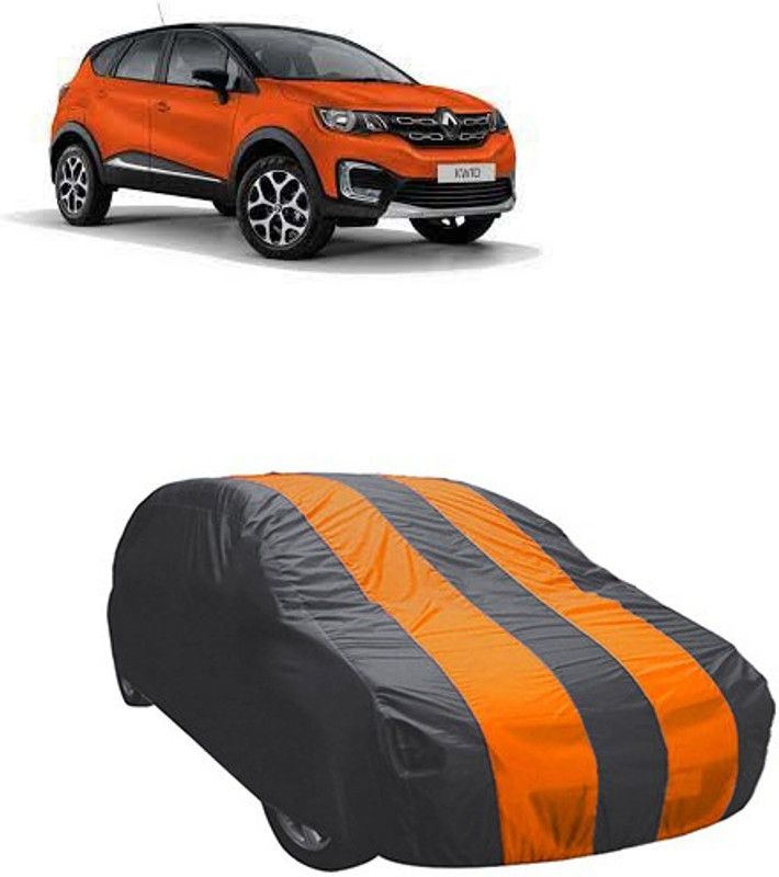 Kuchipudi Car Cover For Renault Universal For Car (Without Mirror Pockets)  (Grey, Orange, For 2005, 2006, 2007, 2008, 2009, 2010, 2011, 2012, 2013, 2014, 2015, 2016, 2017, 2018, 2019, NA Models)
