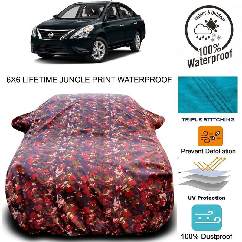 Dvis Car Cover For Nissan Versa (With Mirror Pockets)  (Red, Green)