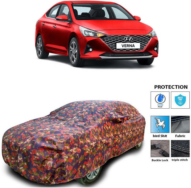 Genipap Car Cover For Hyundai Verna Facelift (With Mirror Pockets)  (Multicolor)