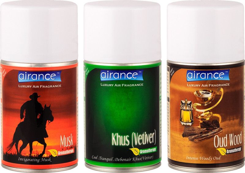 Airance Khus (Vetiver), Oud Wood, Musk Spray, Automatic Spray, Refill  (3 x 83.33 ml)