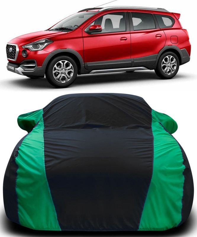 MoTRoX Car Cover For Datsun Go-Cross (With Mirror Pockets)  (Black, Green)