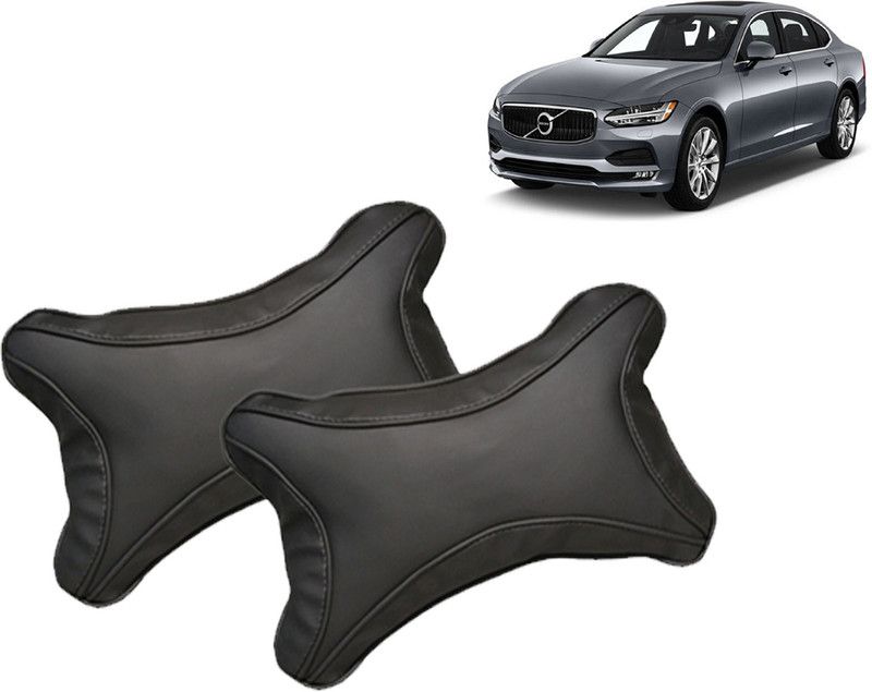 E VYAPAR KENDRA Black Leatherite Car Pillow Cushion for Volvo  (Rectangular, Pack of 1)