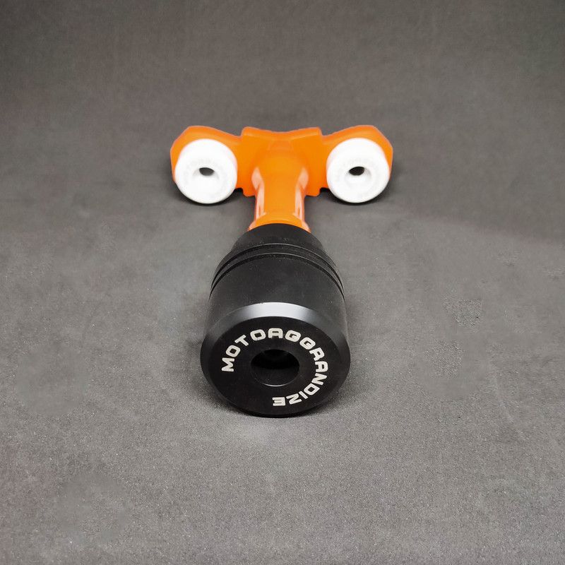 Motoaggrandize Frame Slider KTM Duke 125 | 200 | 250 | 390 (Orange-White) Bike Crash Guard  (KTM)
