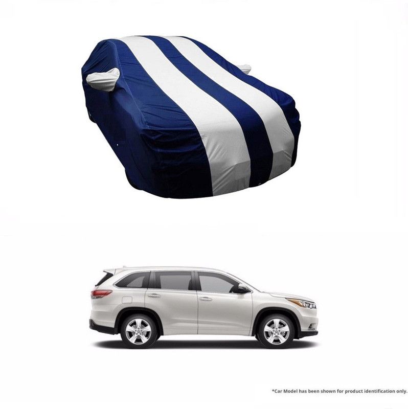 Flipkart SmartBuy Car Cover For Toyota Highlander (With Mirror Pockets)  (White, Blue)