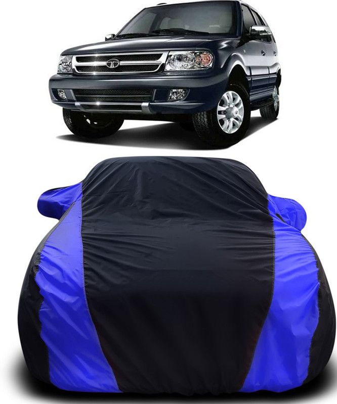 MoTRoX Car Cover For Tata Safari Dicor (With Mirror Pockets)  (Black, Blue)