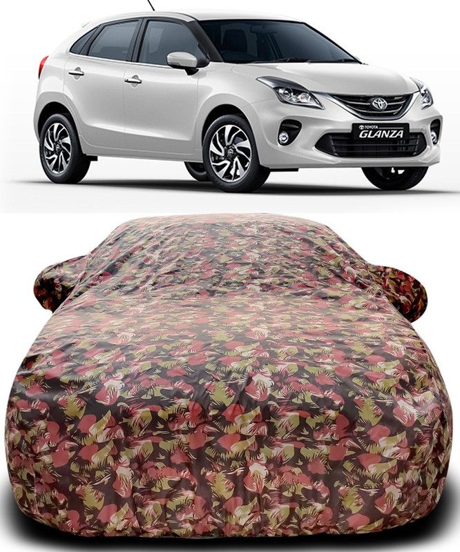 Genipap Car Cover For Toyota Glanza (With Mirror Pockets)  (Green, Red)