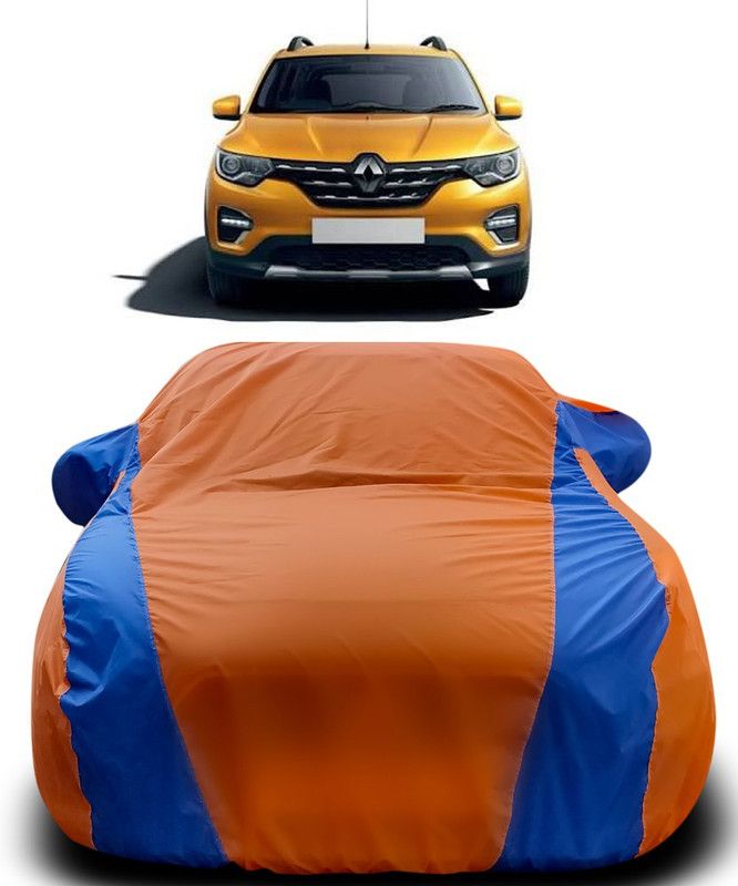 Genipap Car Cover For Renault HBC (With Mirror Pockets)  (Orange, Blue)