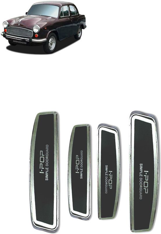 Accessorique Plastic Car Door Guard  (Black, Silver, Pack of 4, HM, Universal For Car)