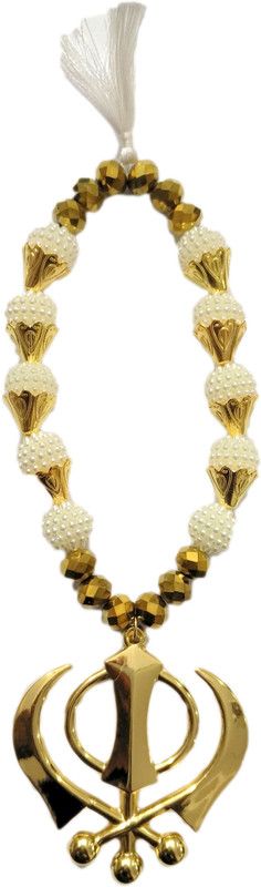 Premang Golden Khanda in angoori Pearls Car Hanging Ornament  (Pack of 1)