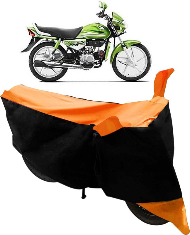 SHOOLIN Two Wheeler Cover for Hero  (HF, Black, Orange)