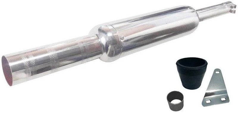 Dhe Best Short Bottle Punjab Dolki Full Chrome Glasswool/Filter Exhaust Silencer Royal Enfield Twin Royal Enfield Twin Full Exhaust System  (Mild Steel)