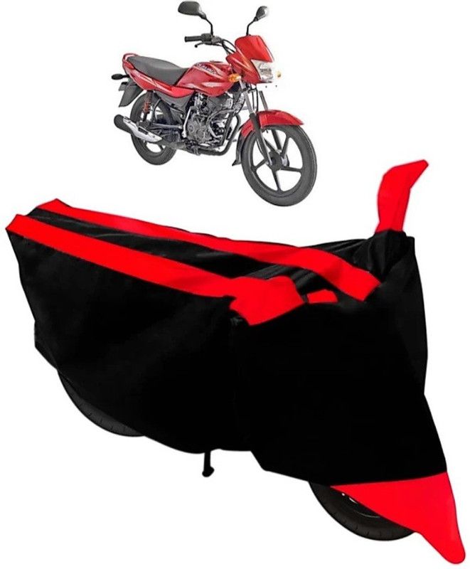 KAROBAR Two Wheeler Cover for Bajaj  (DTS-i, Black, Red)
