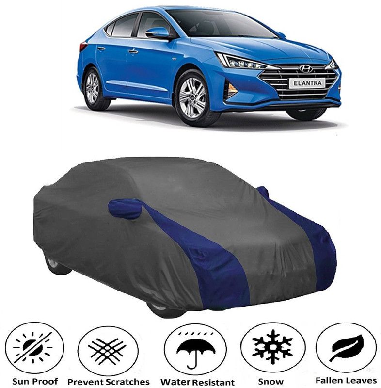 AUTOGARH Car Cover For Hyundai Elantra (With Mirror Pockets)  (Grey, Blue)