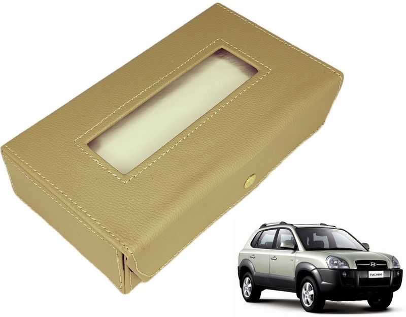MOCKHE Basic-Beige Tissue Box Leatherette-422 Vehicle Tissue Dispenser  (Beige)