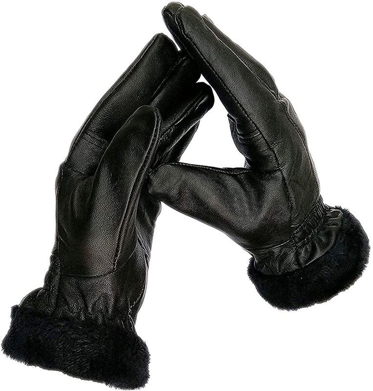 SIYAA Winter Snow Proof Winter Gloves For Women And Girls Pack Of 1 Black Riding Gloves  (Black)