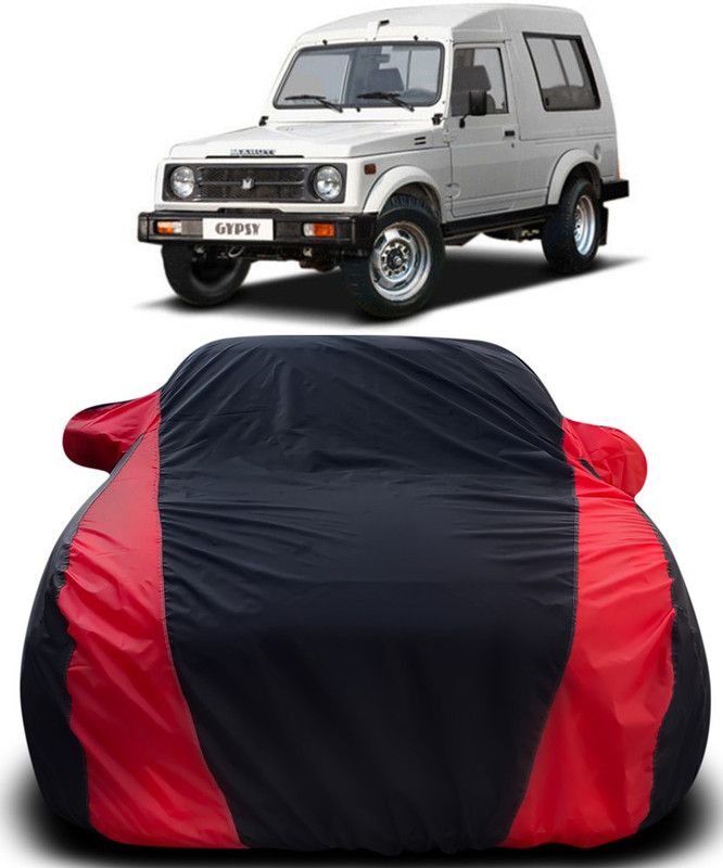 NUMBOR ONE Car Cover For Maruti Suzuki Gypsy (With Mirror Pockets)  (Black, Red)
