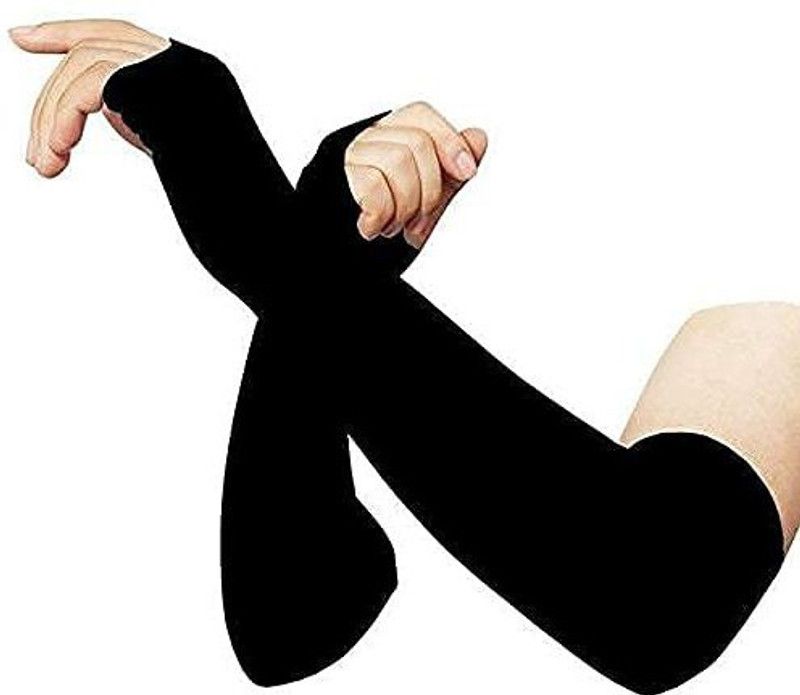 EKDHRA Nylon Arm Sleeve For Men & Women  (Free, Black)