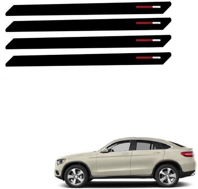 AuTO ADDiCT Stainless Steel, Plastic Car Bumper Guard  (Black, Red, Pack of 4, Mercedes Benz, E-Class)