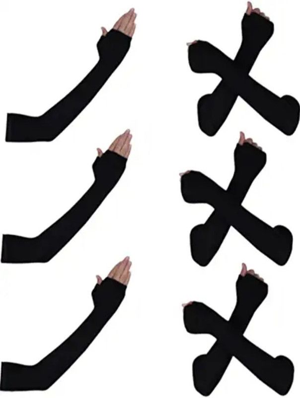 FINYUV Nylon Arm Sleeve For Men & Women  (Free, Black)