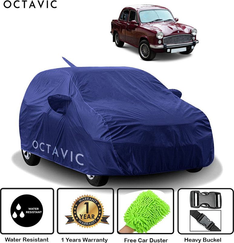 octavic Car Cover For HM Ambassador MPFi (With Mirror Pockets)  (Blue)