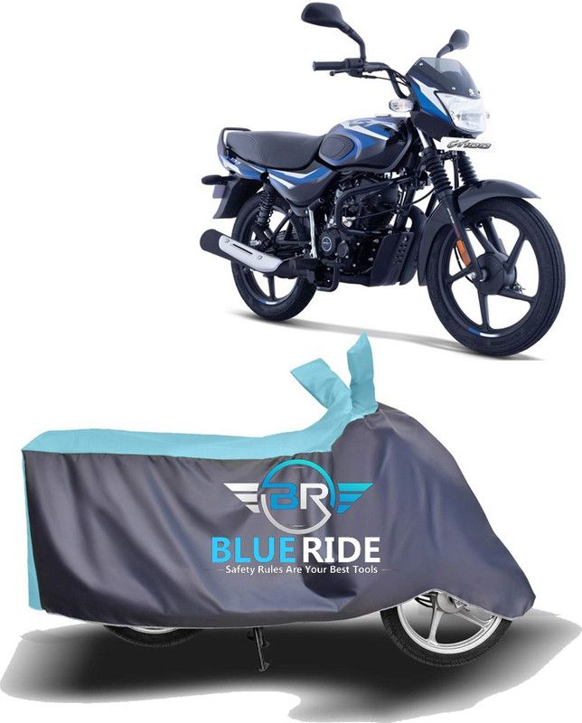 BLUERIDE Two Wheeler Cover for Bajaj  (CT 100, Blue, Grey)