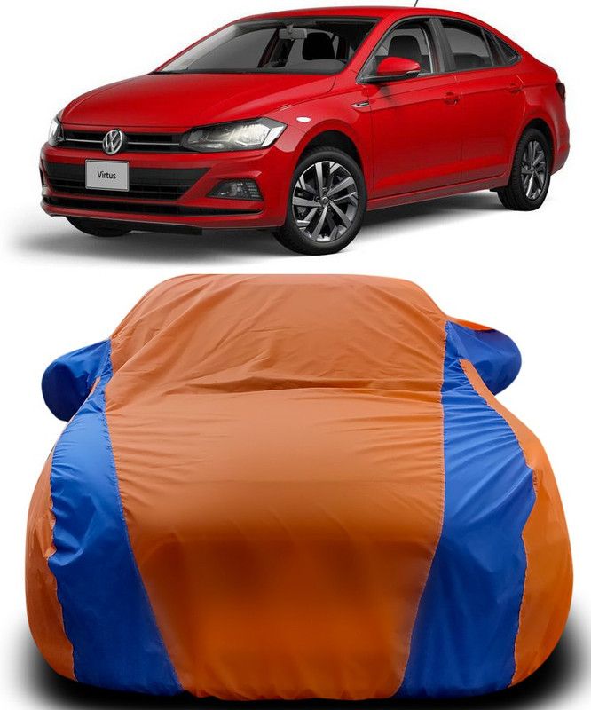 Dvis Car Cover For Volkswagen Virtus (With Mirror Pockets)  (Orange, Blue)