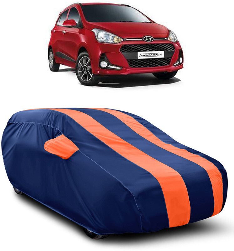 AUTOGARH Car Cover For Hyundai Grand i10 (With Mirror Pockets)  (Blue, Orange)